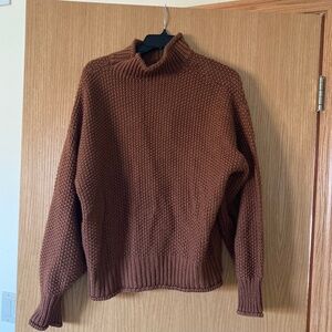 Cozy Fall Mock Neck Sweater - Brown